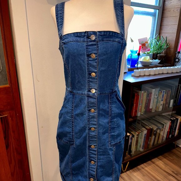 H&M - Pinafore Denim Dress -  EU 42/US12 - Picture 1 of 2